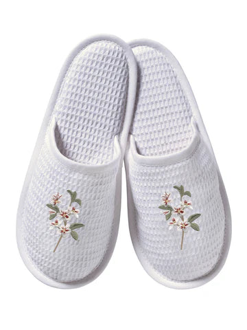Slippers, Waffle Weave, Embroidered - Image 25