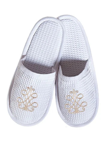 Slippers, Waffle Weave, Embroidered - Image 26