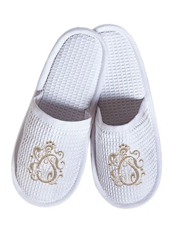 Slippers, Waffle Weave, Embroidered - Image 27