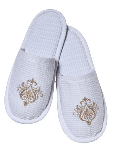 Slippers, Waffle Weave, Embroidered - Image 29