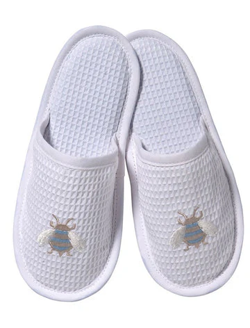 Slippers, Waffle Weave, Embroidered - Image 5