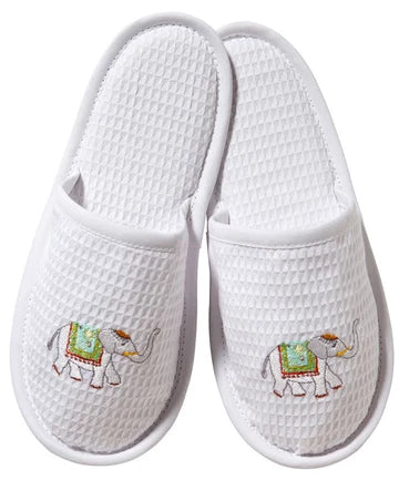 Slippers, Waffle Weave, Embroidered - Image 7