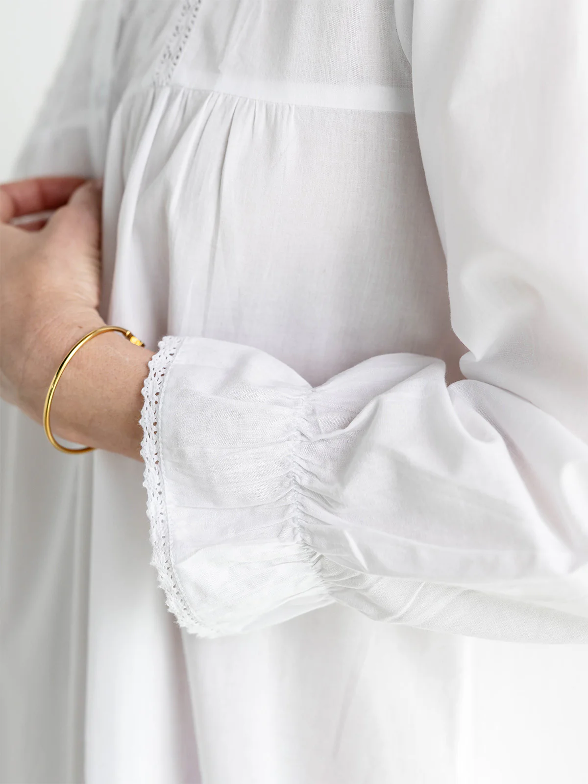 Tessa White Cotton Nightgown - Image 4