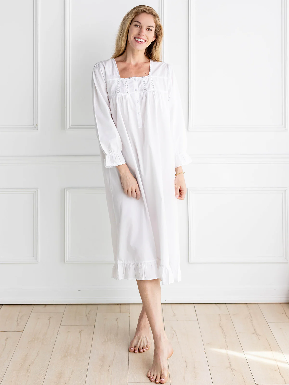 Tessa White Cotton Nightgown - Image 7