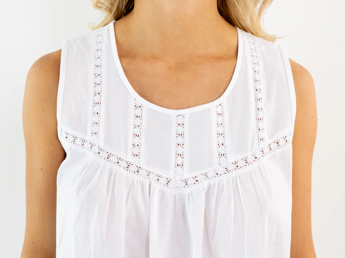 Theresa White Cotton Nightgown - Image 3