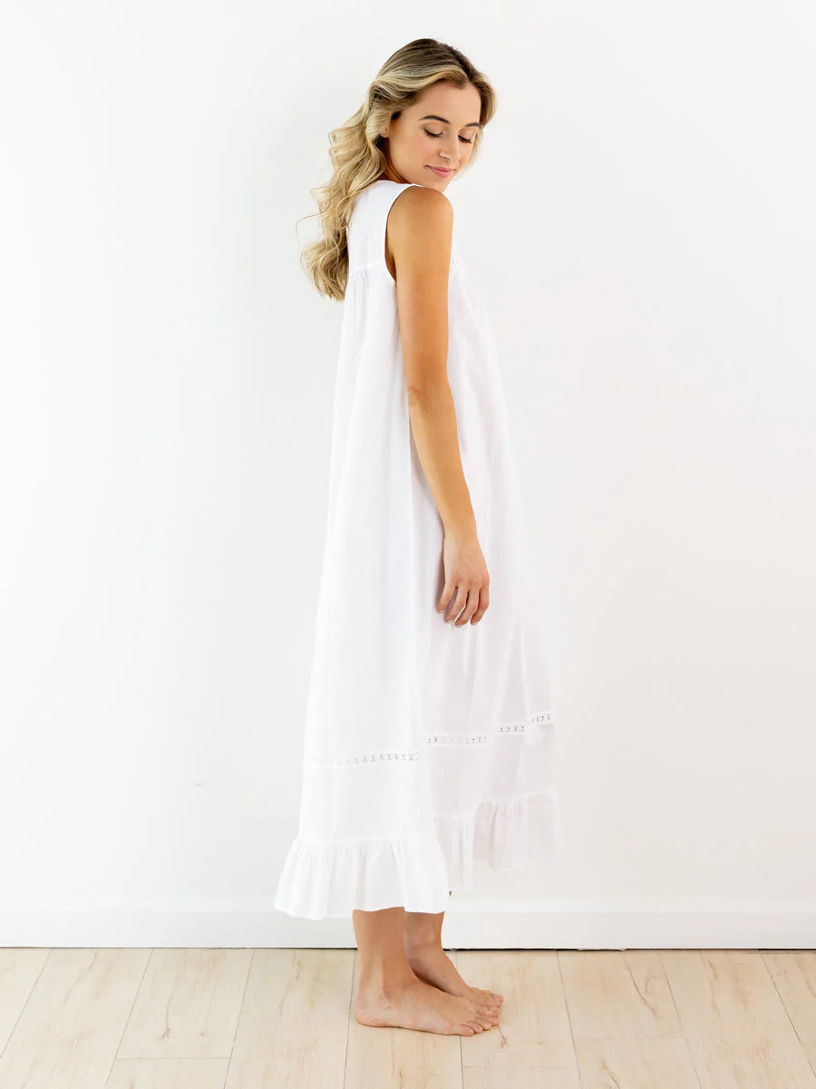 Theresa White Cotton Nightgown - Image 4