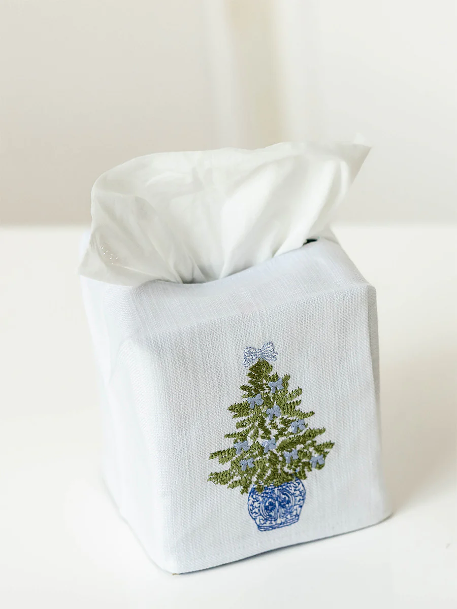 Tissue Box Cover, Chinoiserie Christmas Tree - Image 2