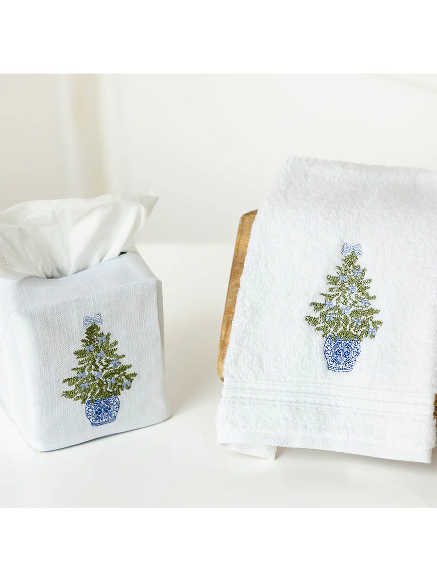Tissue Box Cover, Chinoiserie Christmas Tree - Image 3