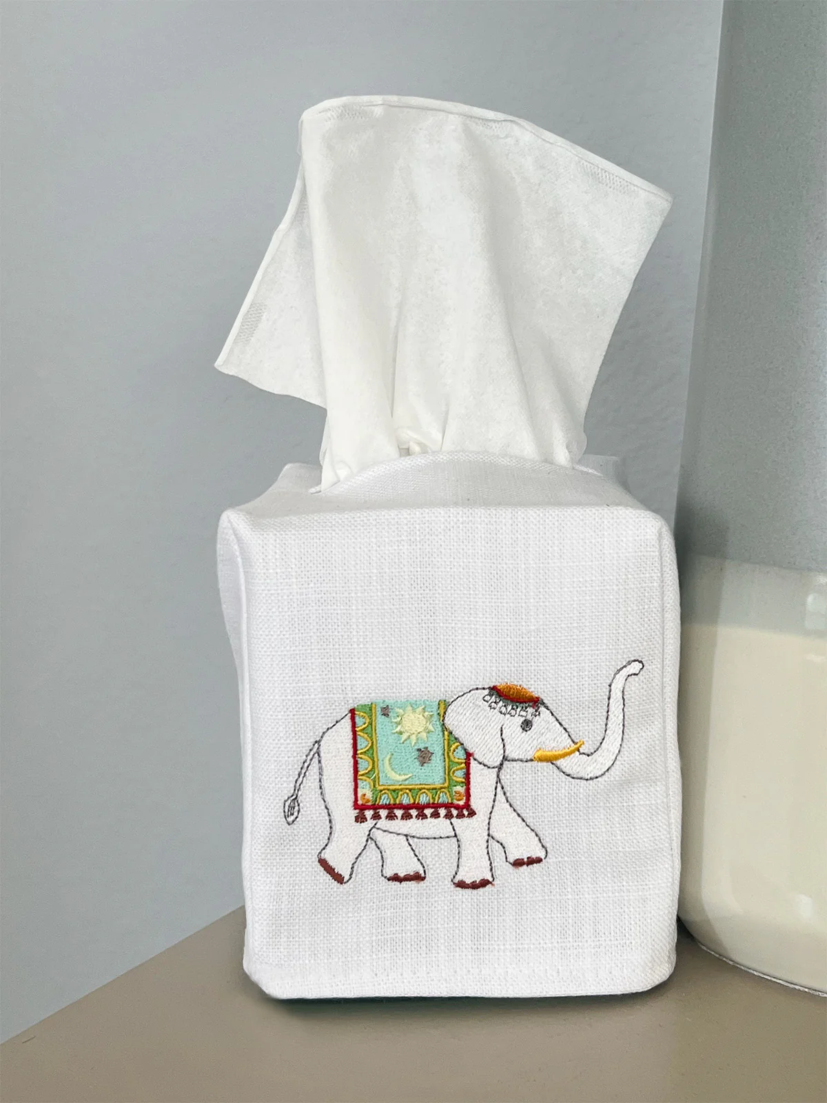 Tissue Box Cover, Embroidered Animals - Image 9