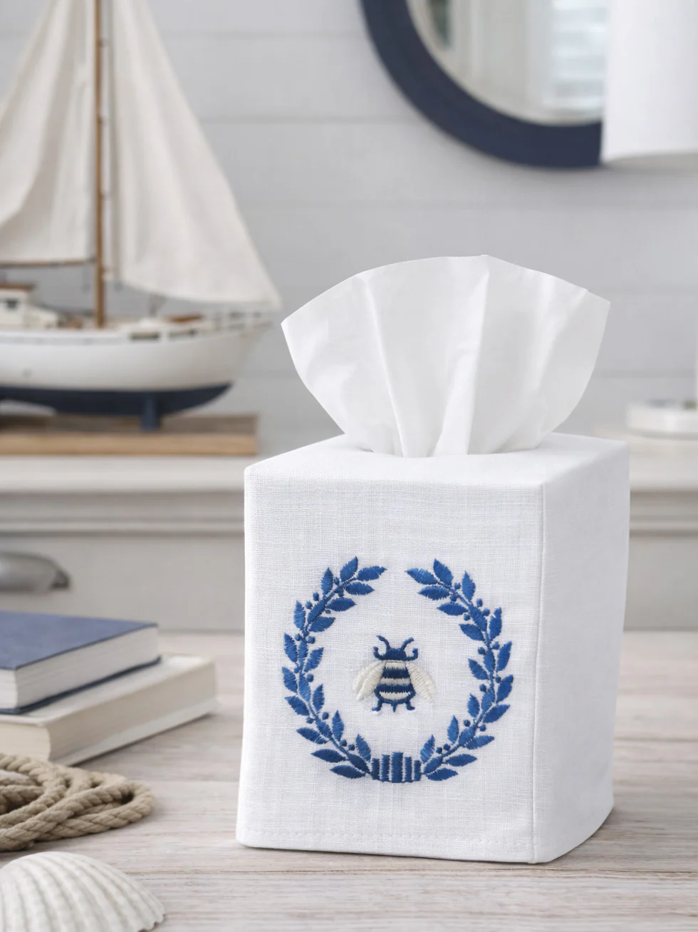 Tissue Box Cover, Embroidered Bees - Image 12
