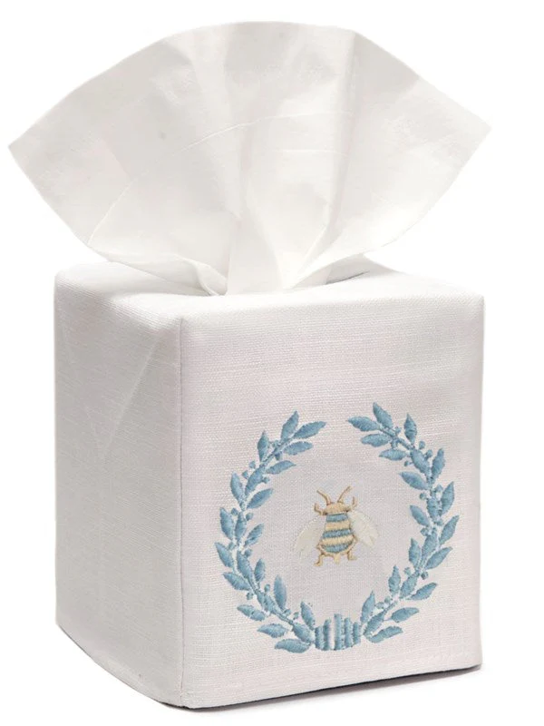 Tissue Box Cover, Embroidered Bees - Image 3