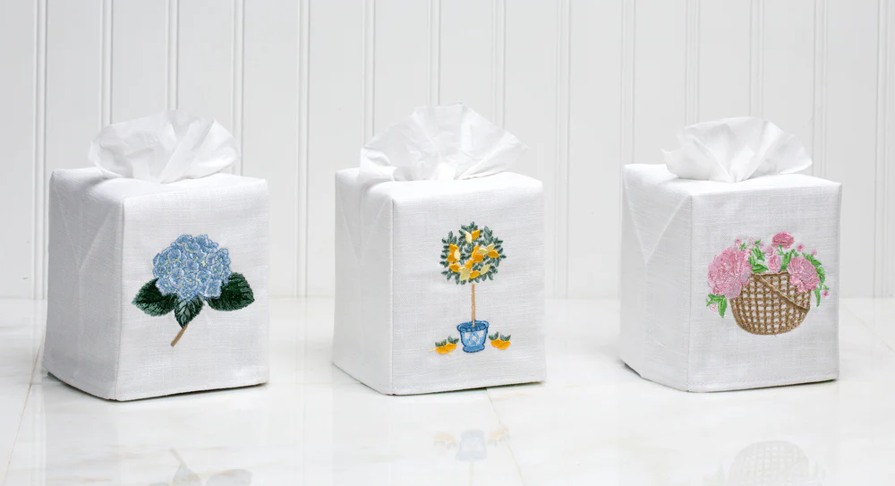 Tissue Box Cover, Embroidered Botanical - Image 7