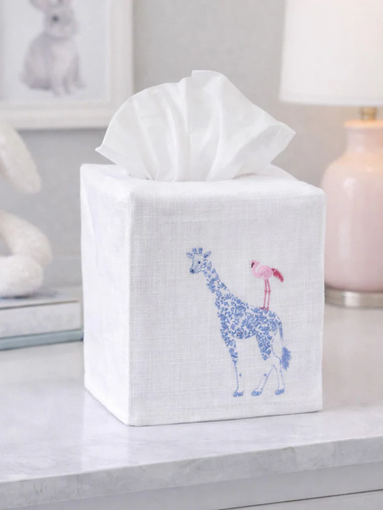 Tissue Box Cover, Embroidered Children - Image 2