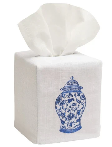 Tissue Box Cover, Embroidered Chinoiserie - Image 13