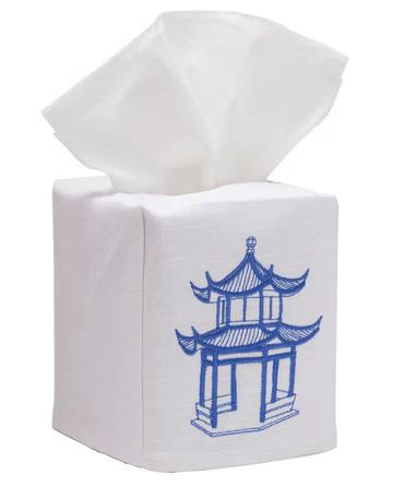 Tissue Box Cover, Embroidered Chinoiserie - Image 18