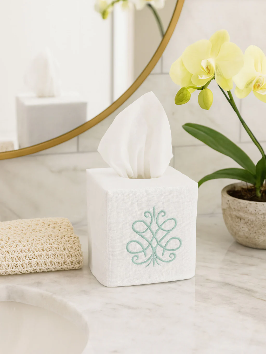 Tissue Box Cover, Embroidered Scrolls - Image 15
