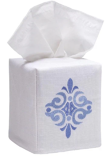 Tissue Box Cover, Embroidered Scrolls - Image 2