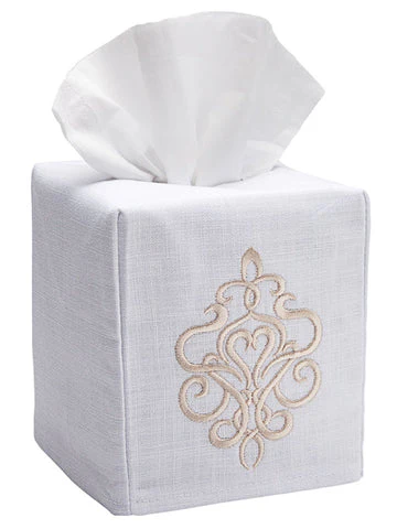 Tissue Box Cover, Embroidered Scrolls - Image 3