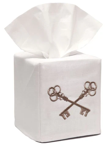 Tissue Box Cover, Embroidered Scrolls - Image 4