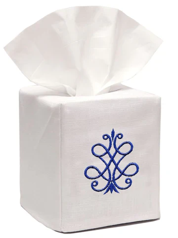 Tissue Box Cover, Embroidered Scrolls - Image 5