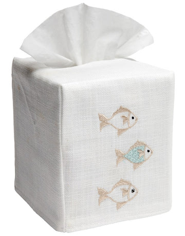 Tissue Box Cover, Embroidered Sea Life - Image 2