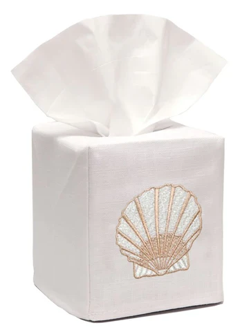 Tissue Box Cover, Embroidered Shell Collection - Image 11