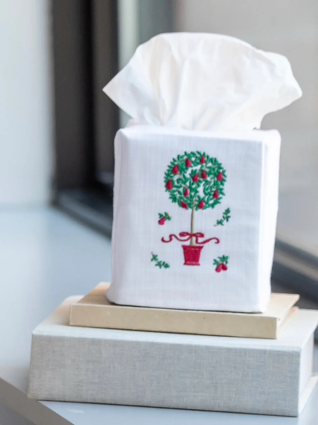 Tissue Box Cover, Embroidered Topiary - Image 11