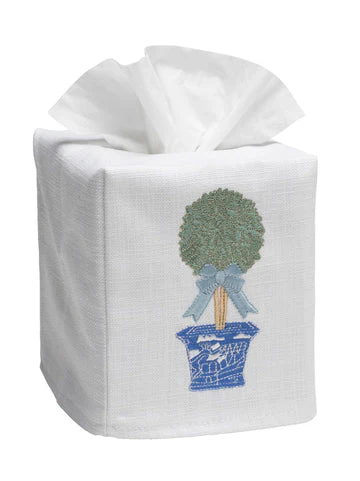 Tissue Box Cover, Embroidered Topiary - Image 2