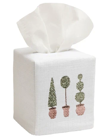 Tissue Box Cover, Embroidered Topiary - Image 3