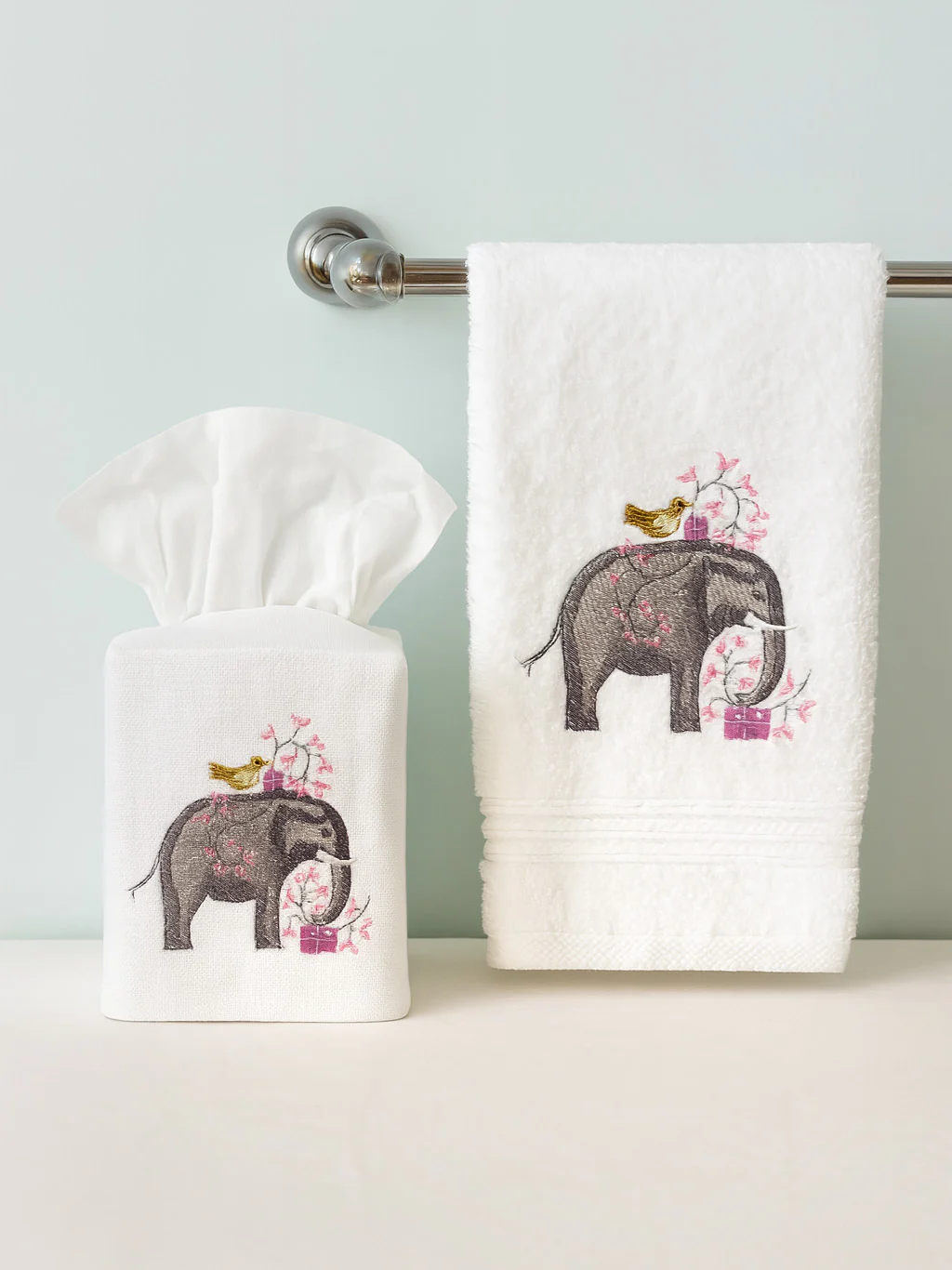 Tissue Box Cover, Garden Elephant (Lavender) - Image 3