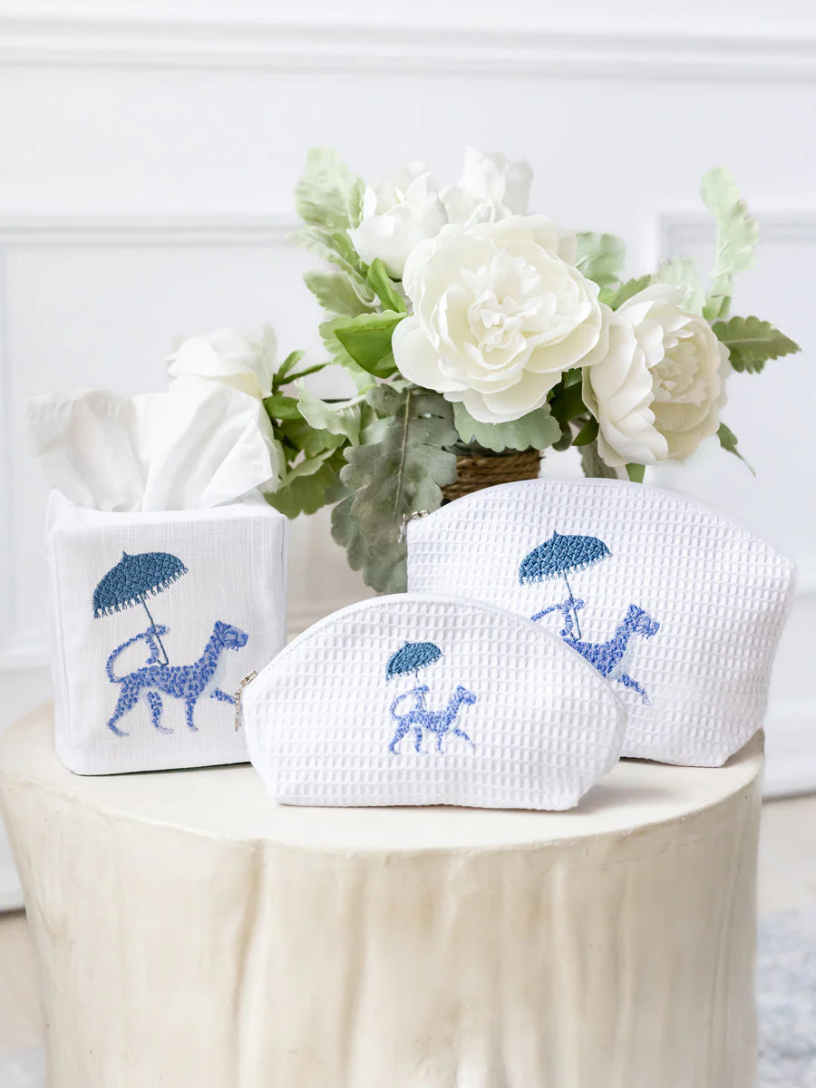 Tissue Box Cover, Leopard & Umbrella (Blue) - Image 2