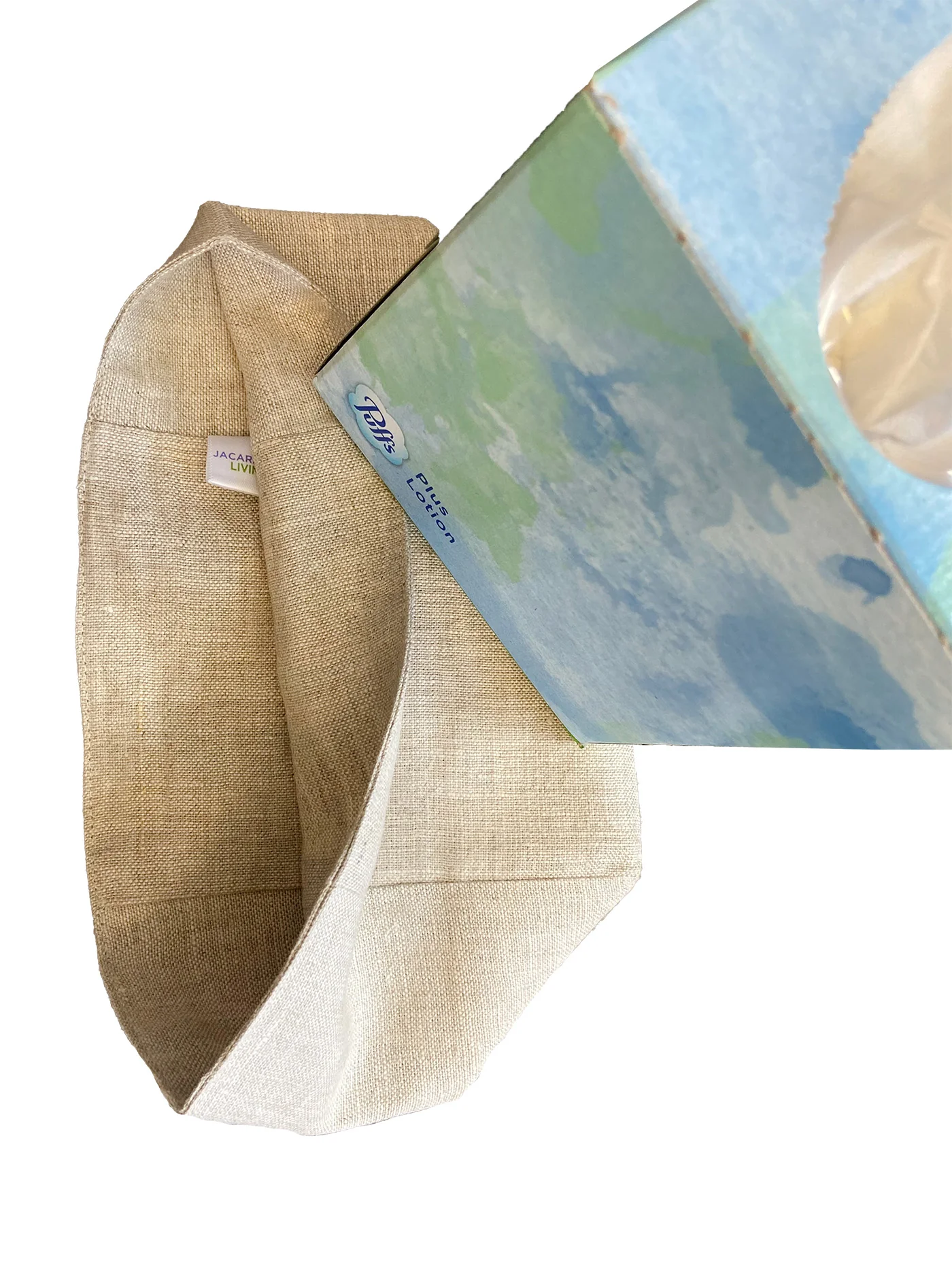 Tissue Box Cover - Natural Linen, Square Opening, No Embroidery - Image 5