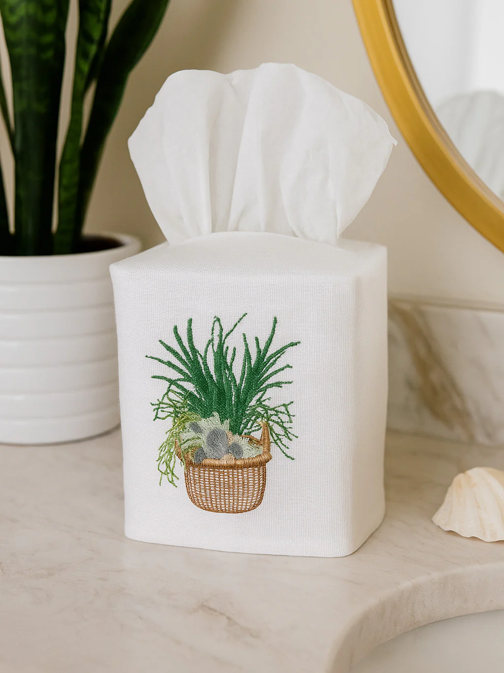 Tissue Box Cover, Embroidered Nautical - Image 9