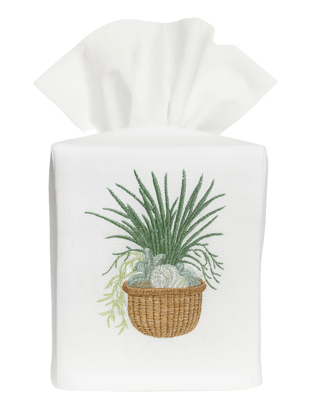 Tissue Box Cover, Seagrass & Seashells Basket - Image 3