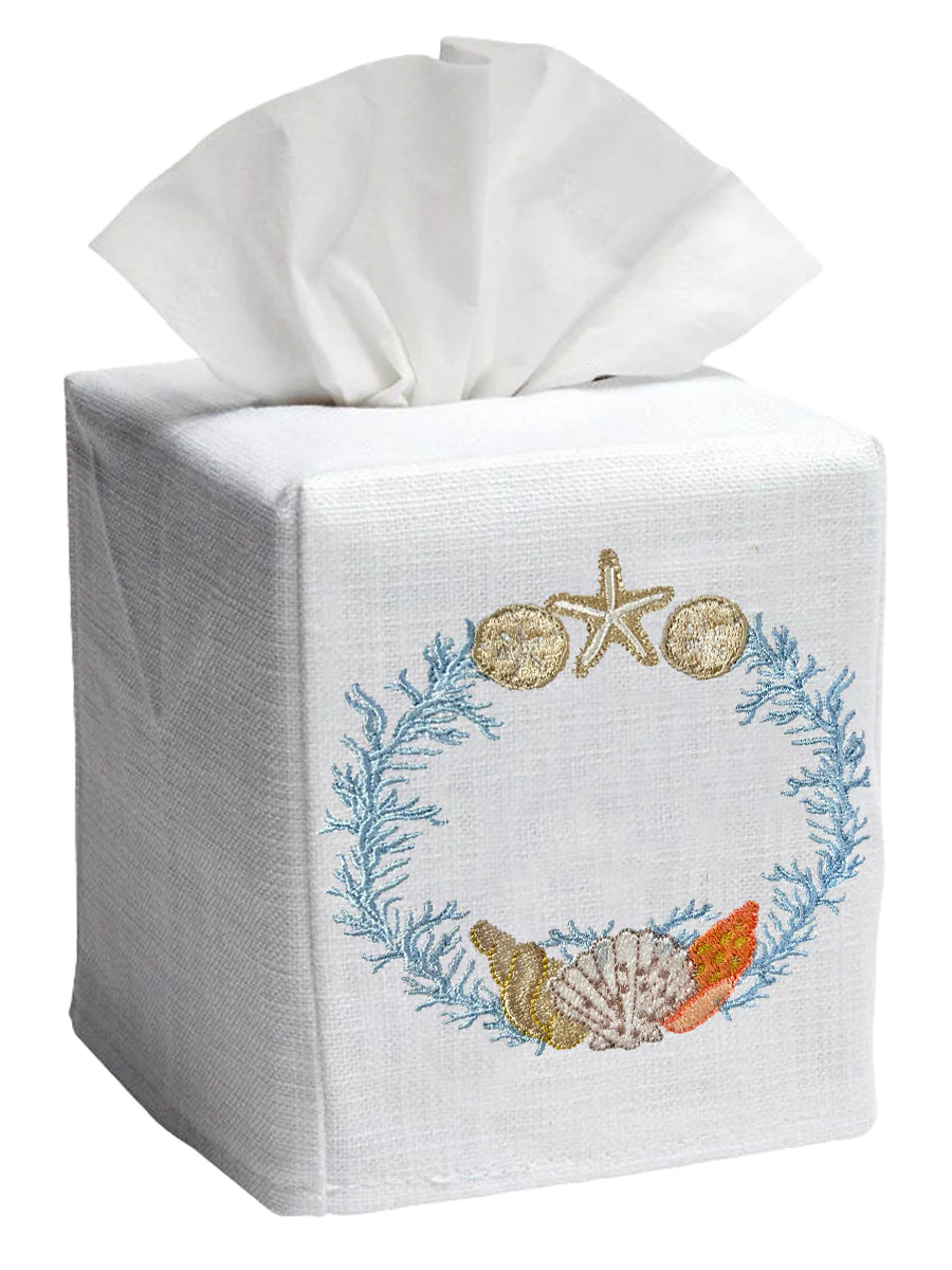 Tissue Box Cover, Shell Wreath - Image 2