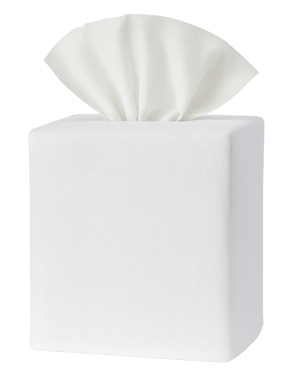 Tissue Box Cover - White Linen, Double Lined, Square Opening, No Embroidery - Image 4