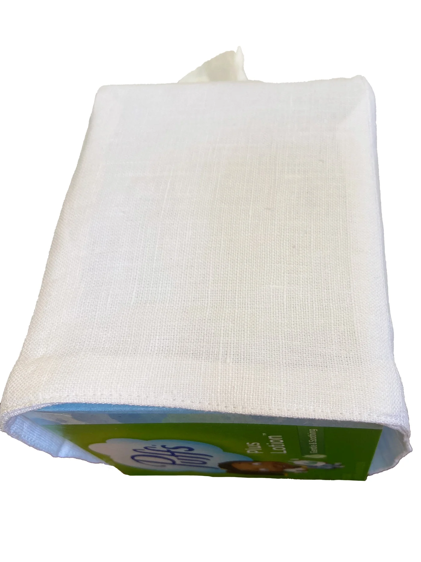 Tissue Box Cover - White Linen / Cotton, Square Opening, No Embroidery - Image 7