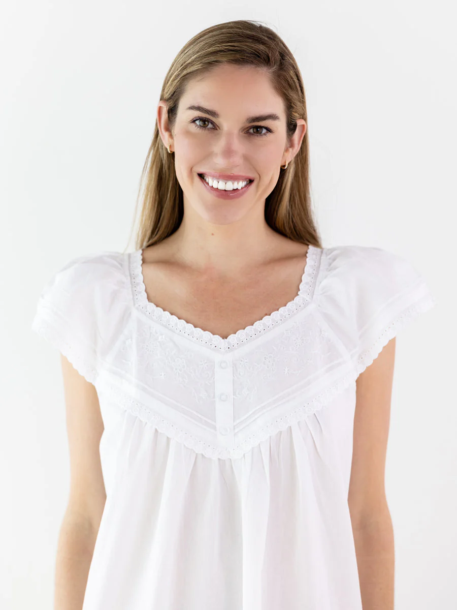 Valerie White Cotton Nightgown - Image 4
