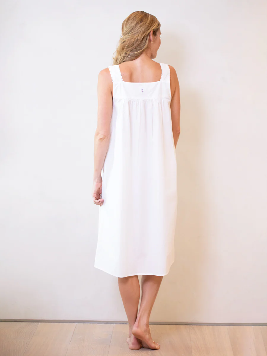 Violet White Cotton Nightgown - Image 7