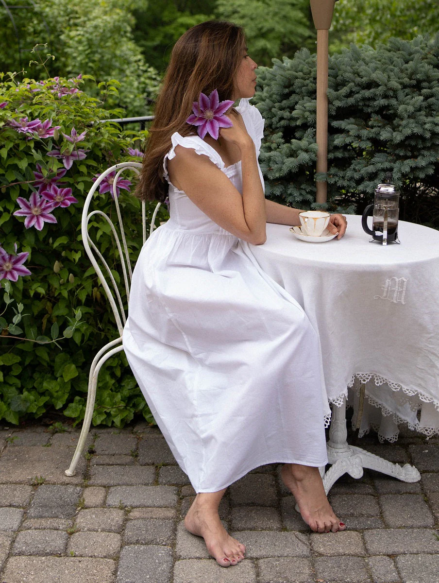 Pippa White Cotton Nightgown - Image 6