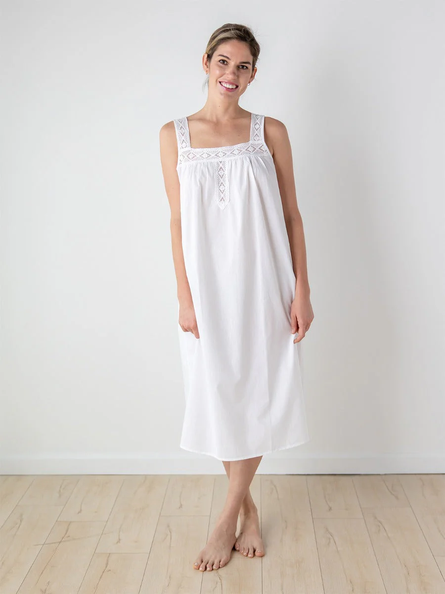 Louise White Cotton Nightgown - Image 3