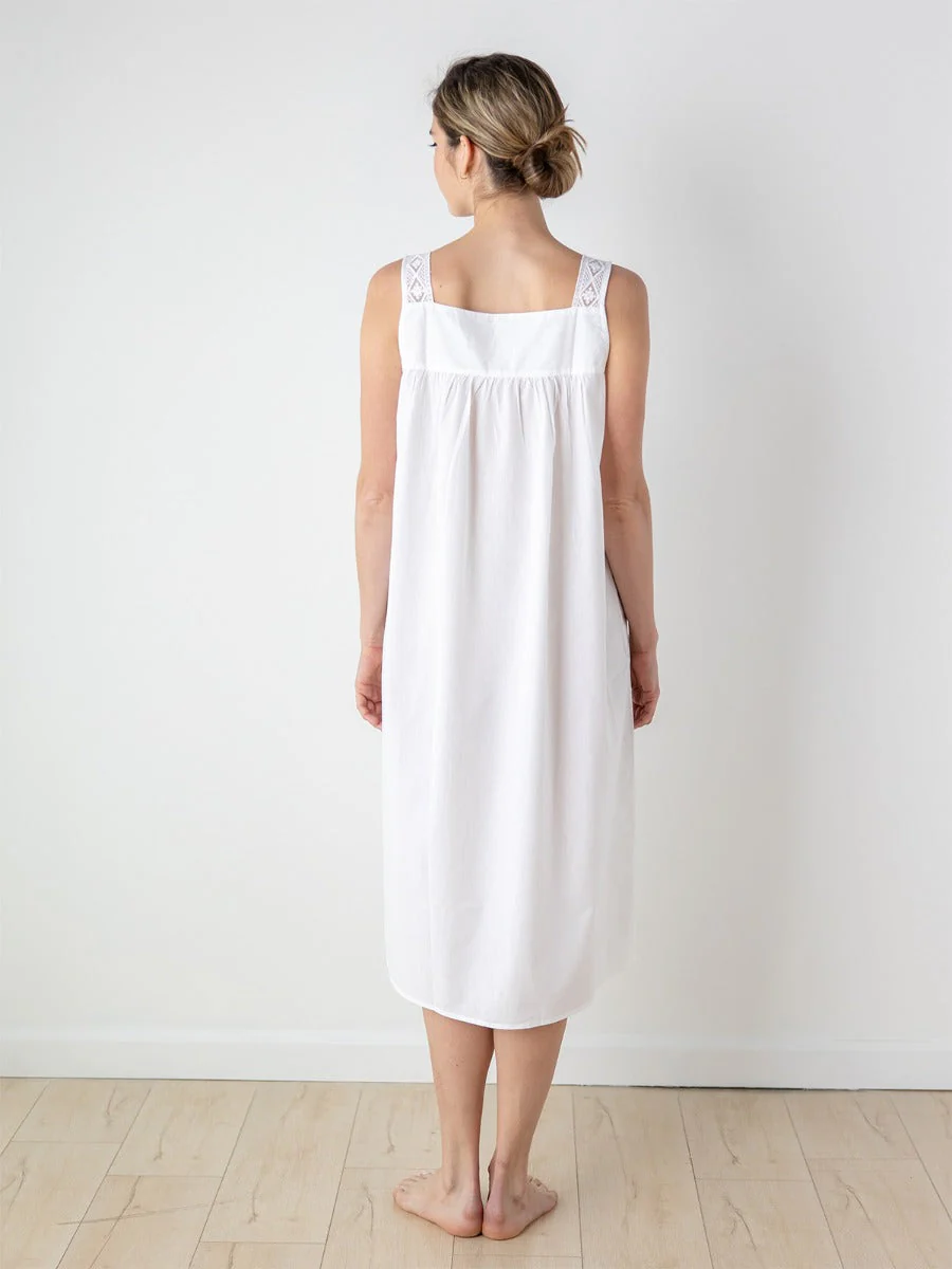 Louise White Cotton Nightgown - Image 4