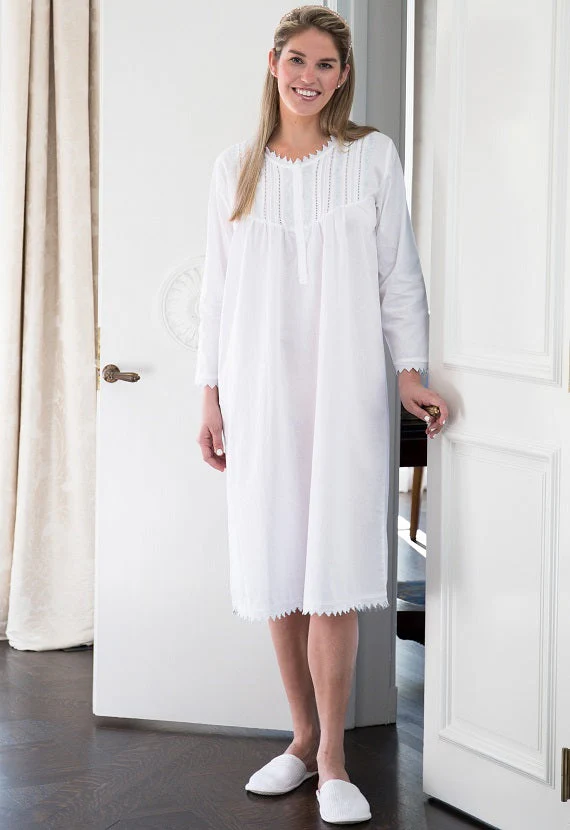 Emily White Cotton Nightgown - Image 2
