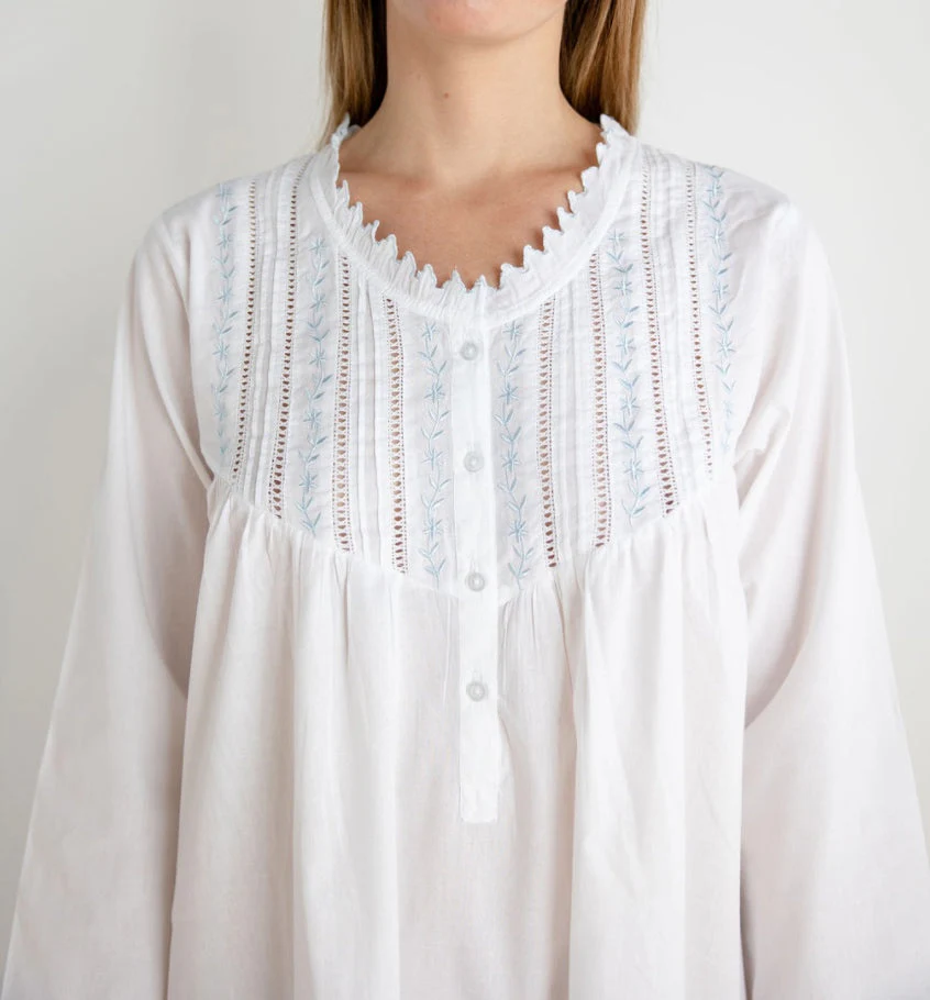 Emily White Cotton Nightgown - Image 3
