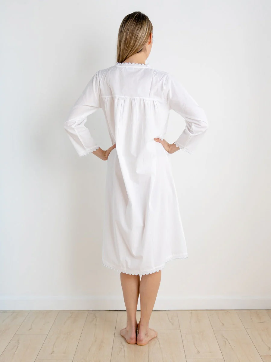 Emily White Cotton Nightgown - Image 5