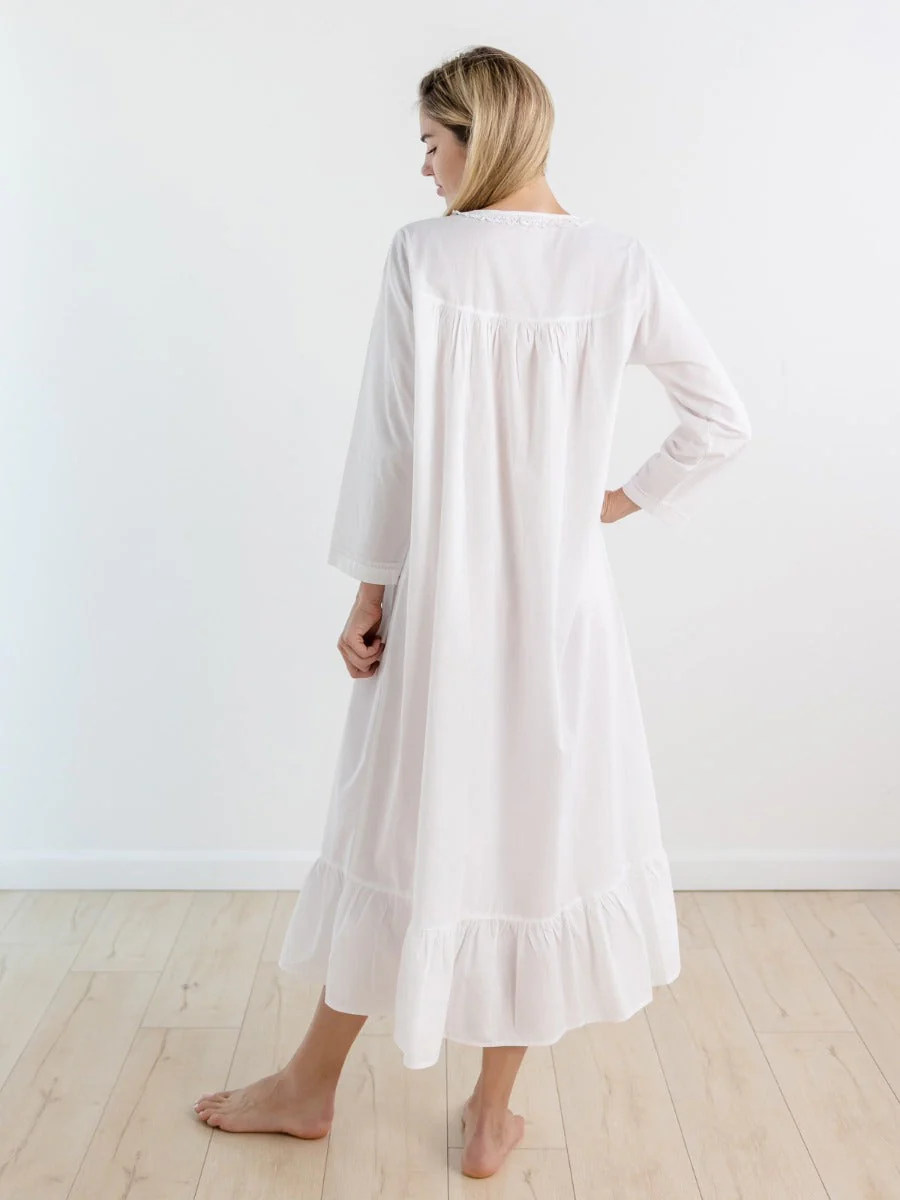 Catherine White Cotton Nightgown - Image 5