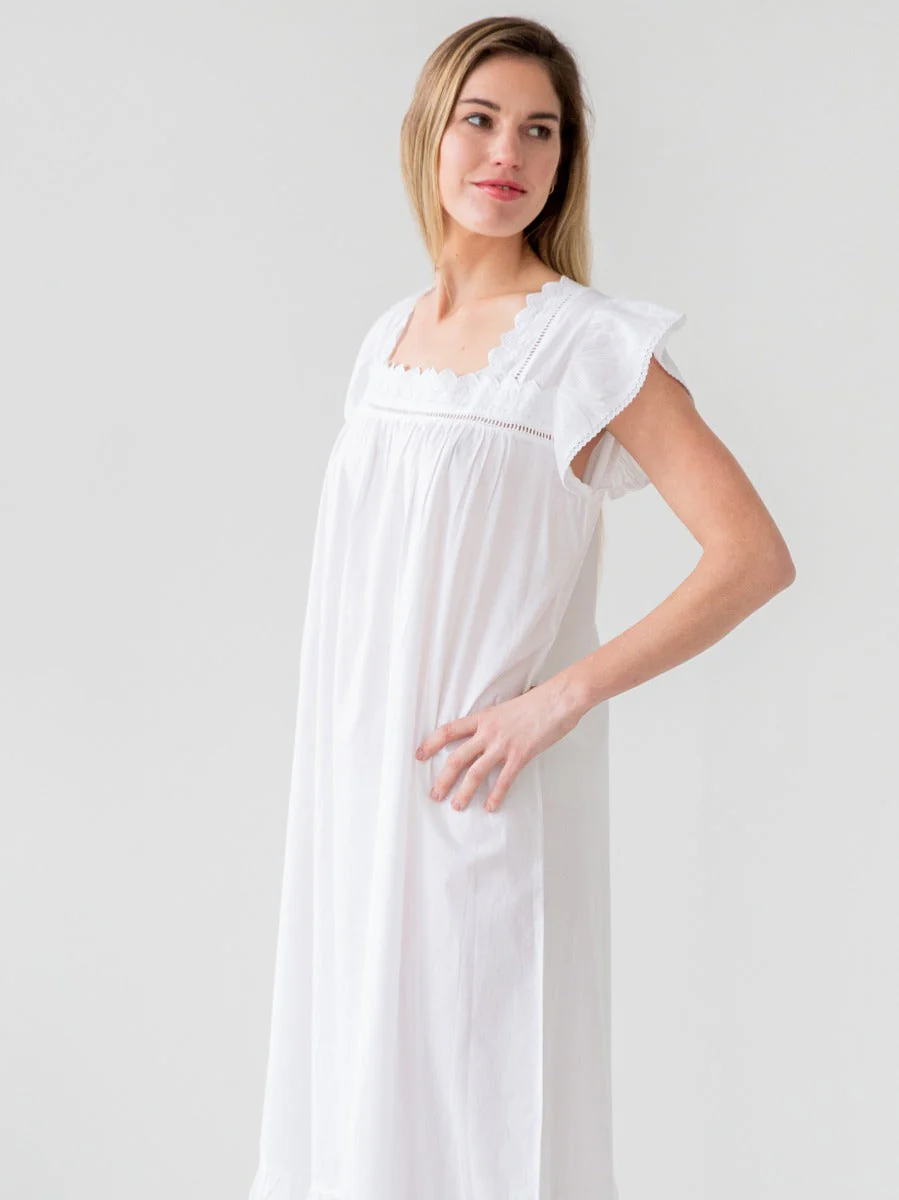 Genevieve White Cotton Nightgown - Image 3