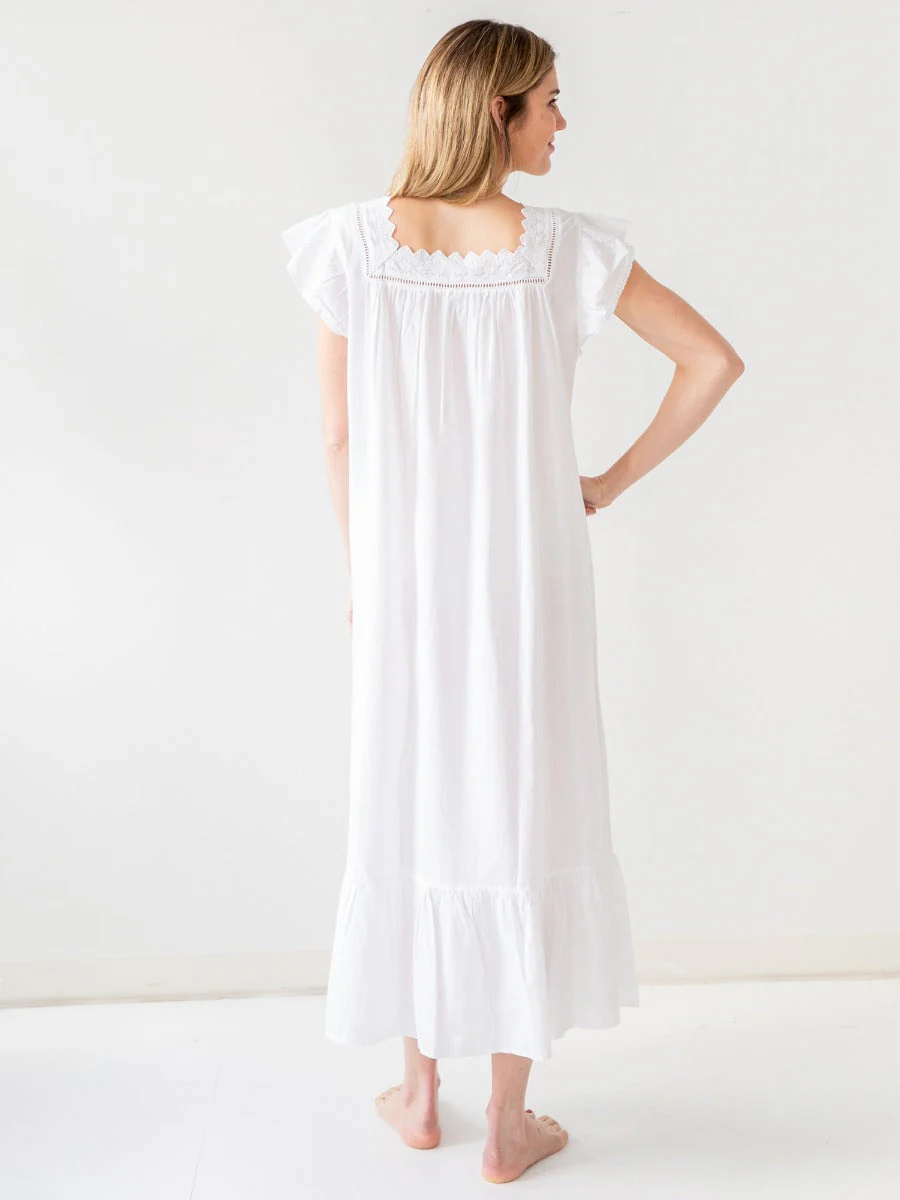 Genevieve White Cotton Nightgown - Image 4