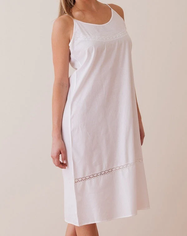 Kerry White Cotton Nightgown, French Lace - Image 4