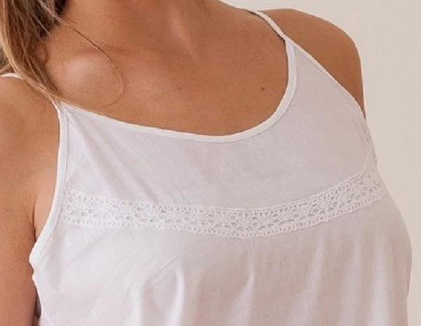 Kerry White Cotton Nightgown, French Lace - Image 5